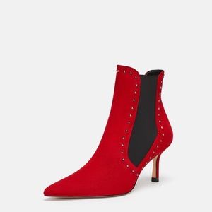 Studded leather high heel boots